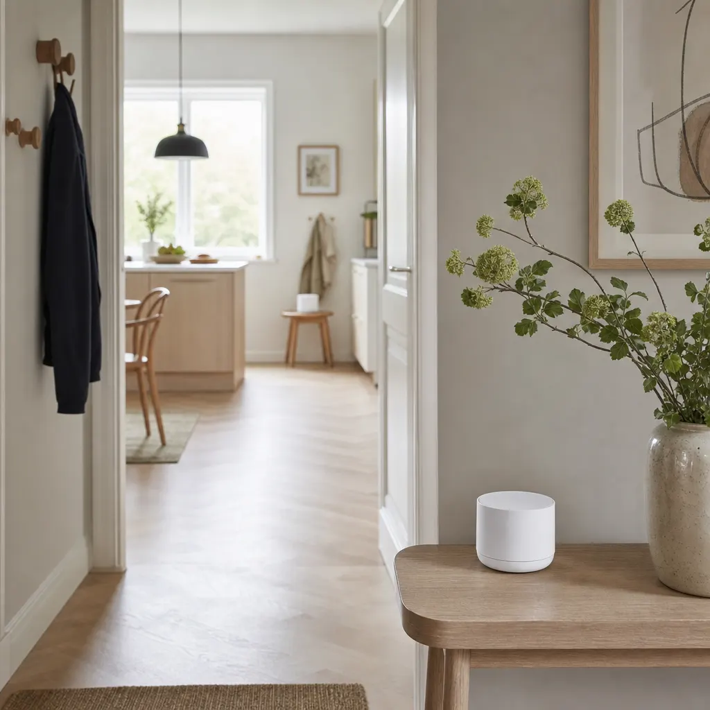 Mesh WiFi-noder i ett skandinaviskt lägenhet
