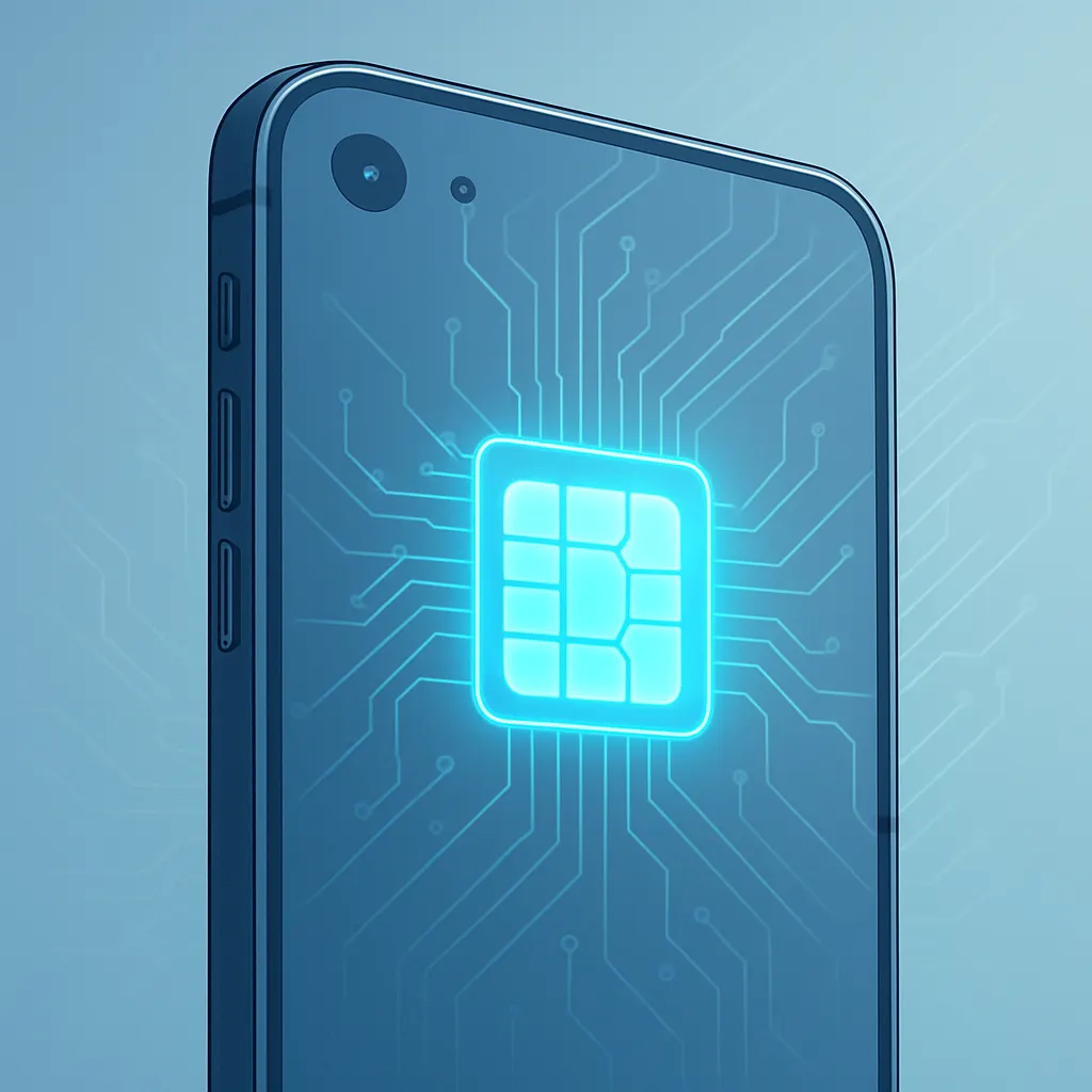 eSIM inbyggt digitalt SIM-kort i smartphone