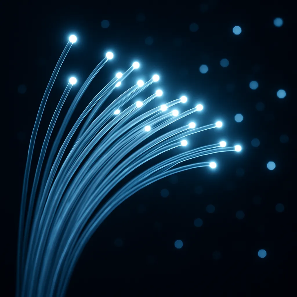 Glasfiberkablar som sänder ljuspulser
